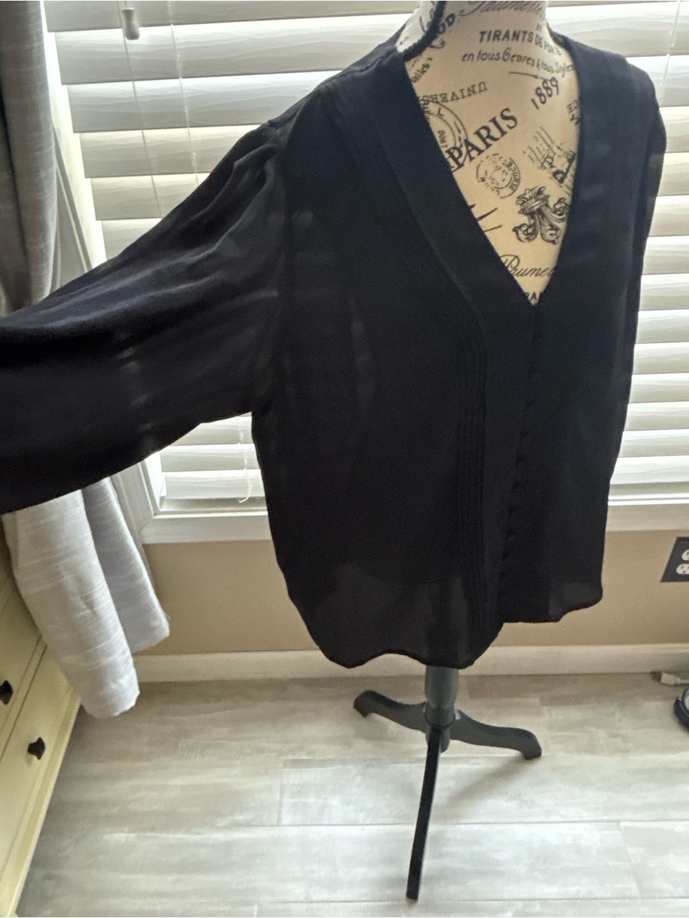 Express Sheer Black V-Neck Button Front Blouse NWT